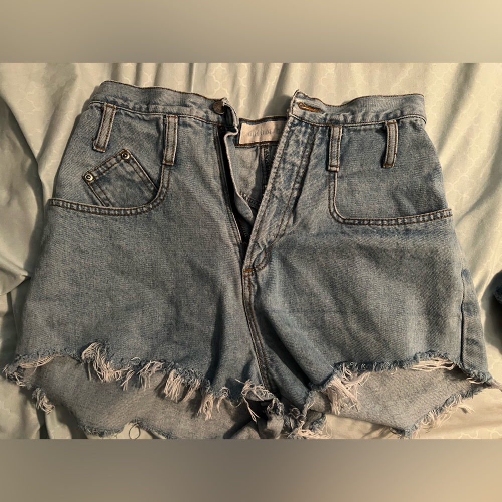 High waisted fringed shorts